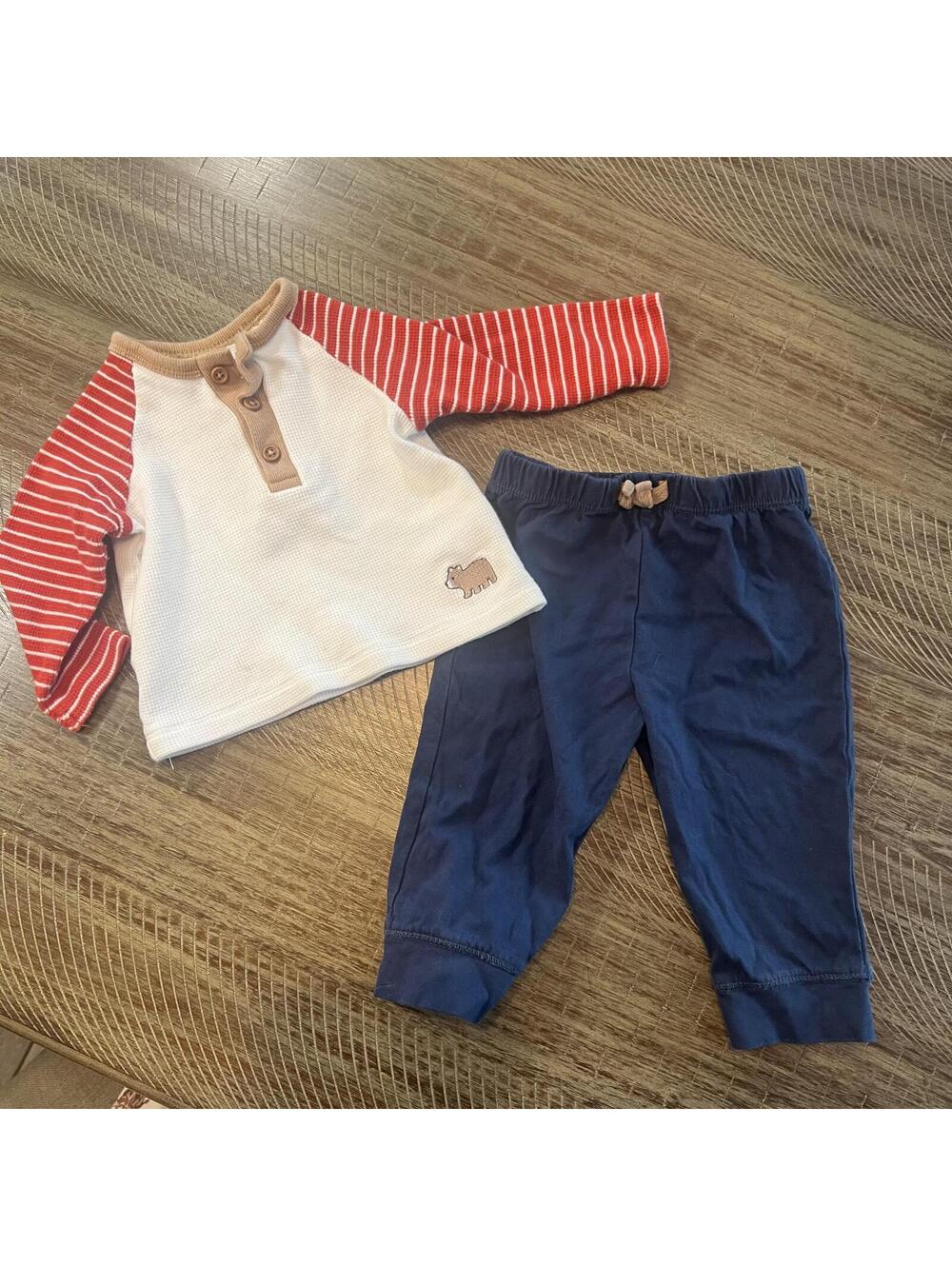 Little Me baby boy matching long sleeve thermal outfit - 12M